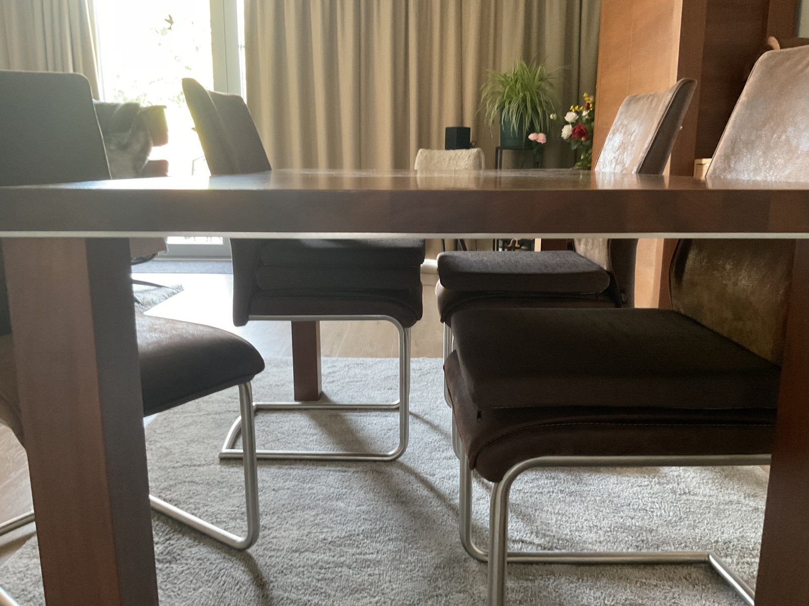 Tafel en 6 stoelen, Huis en Inrichting, Tafels | Eettafels, Ophalen, Gebruikt, 150 tot 200 cm, 50 tot 100 cm