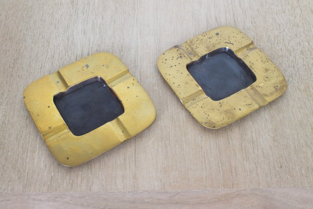 Set v 2 Vintage Messing Asbakken MCM Vide-Poche (Jaren '60), Antiek en Kunst, Ophalen of Verzenden