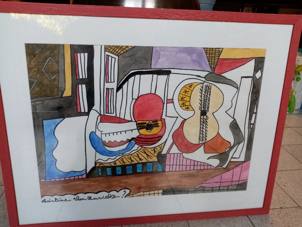 Œuvre de Christine Van Harielz sous cadre (78x60,5cm), Ophalen