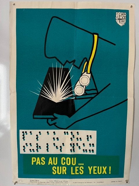 Affiche  de sécurité industrielle, lunettes obligatoire, Antiquités & Art, Enlèvement
