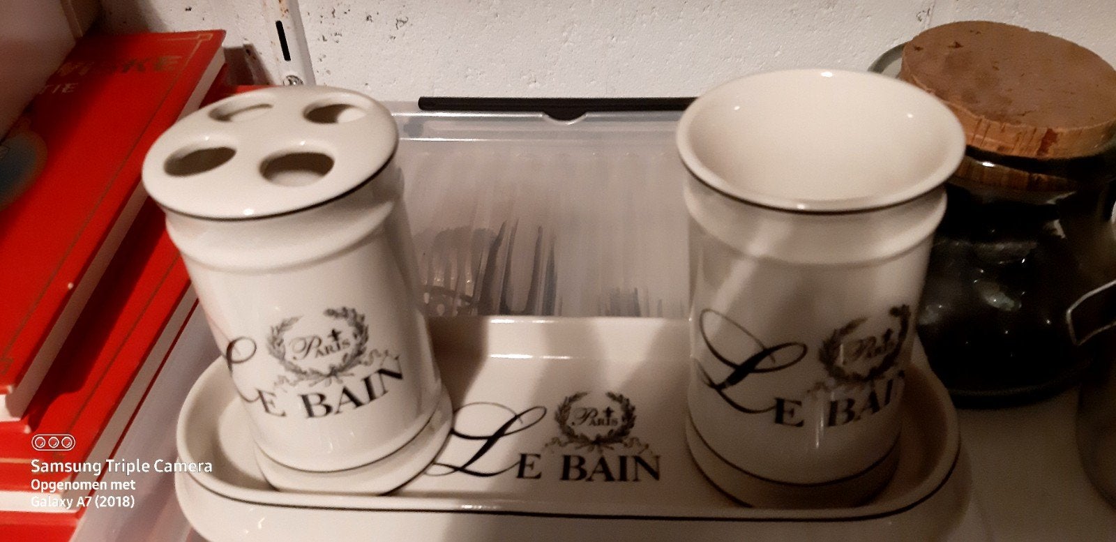 Accessoires de salle de bain « Le bain » 3 pièces, Enlèvement ou Envoi, Comme neuf, Blanc