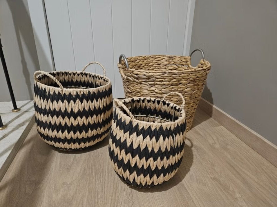 3 decoratieve gevlochten opbergmanden, Huis en Inrichting, Ophalen, Overige materialen, Gevlochten, Mand