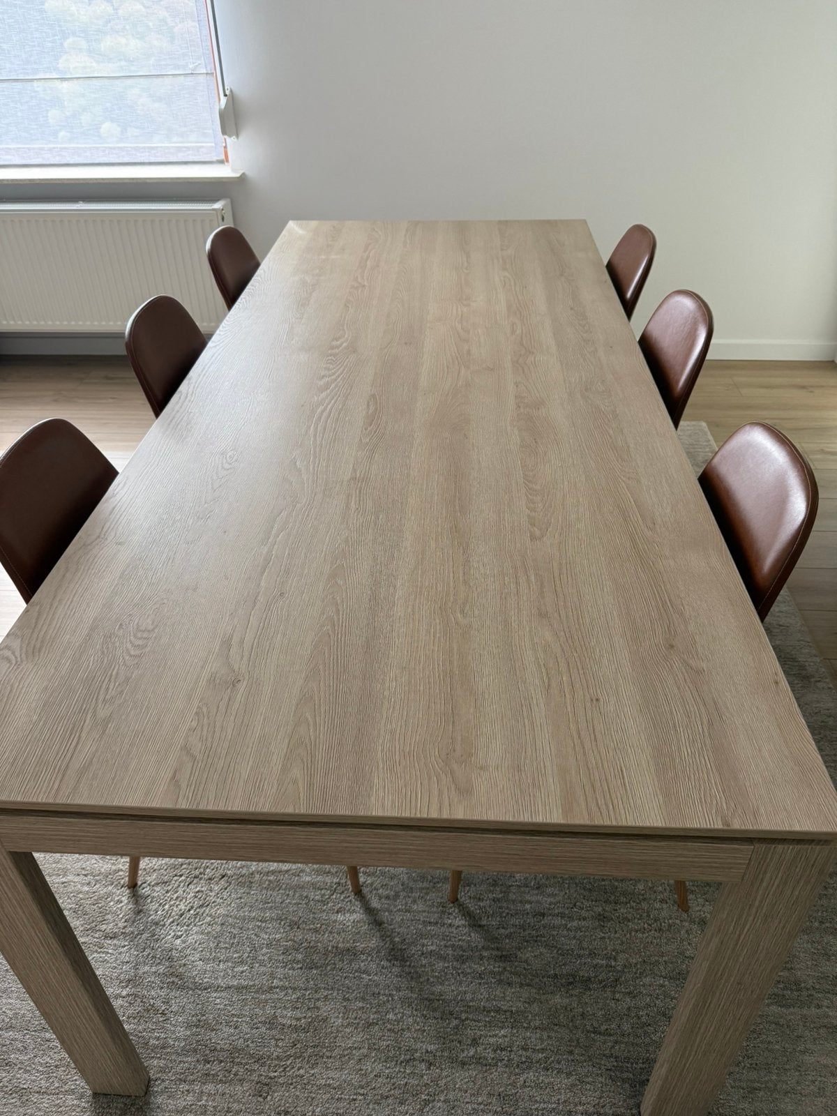 Eikenhout eettafel te koop van 220cm, Enlèvement, Utilisé, 50 à 100 cm, Chêne