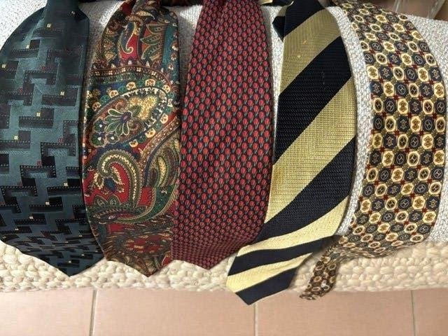 5 zijden stropdassen vintage, Kleding | Heren, Stropdassen, Ophalen of Verzenden, Zo goed als nieuw