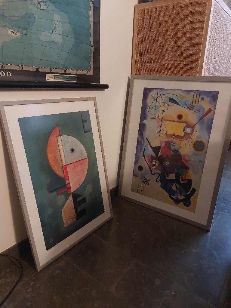 Kandinsky poster ingekaderd, Ophalen, Gebruikt, Meerkleurig, Decoratieobject