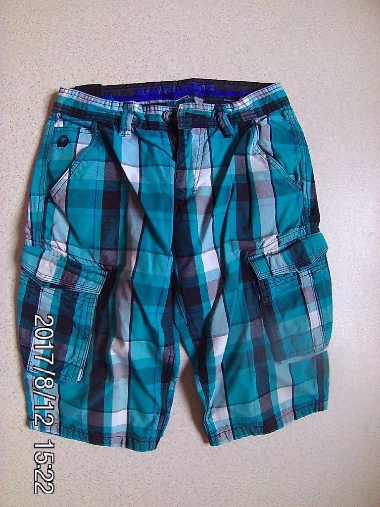 short bermuda geruit groen blauw wit 12-14j mt 158-164, Ophalen of Verzenden, Zo goed als nieuw, Jongen