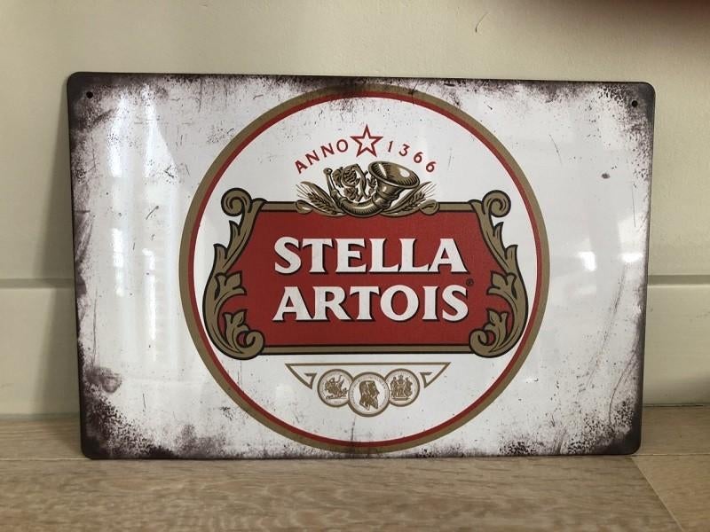 STELLA ARTOIS logo metalen vintage look wandplaat 20x30cm, Ophalen of Verzenden, Nieuw, Reclamebord, Plaat of Schild, Stella Artois