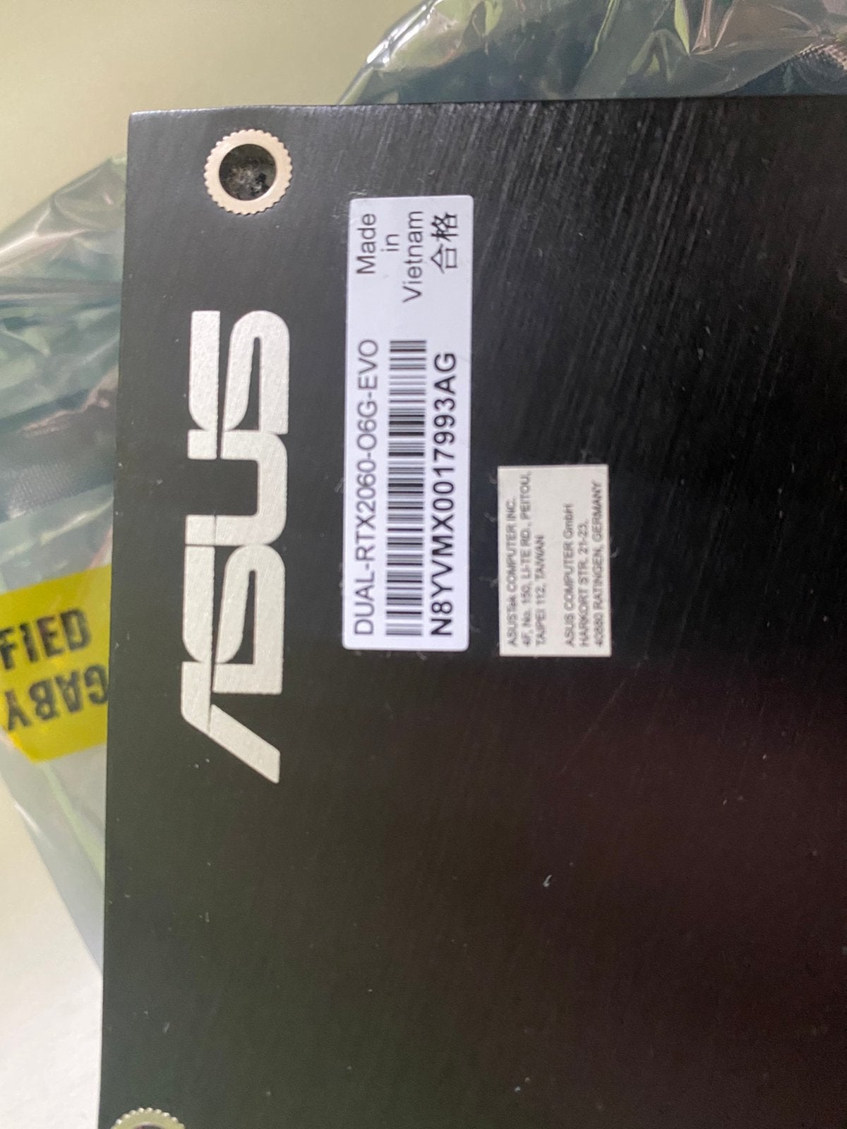 ASUS Dual RTX 2060 OC EVO 6GB GDDR6, Computers en Software, HDMI, GDDR6, Ophalen of Verzenden, Zo goed als nieuw