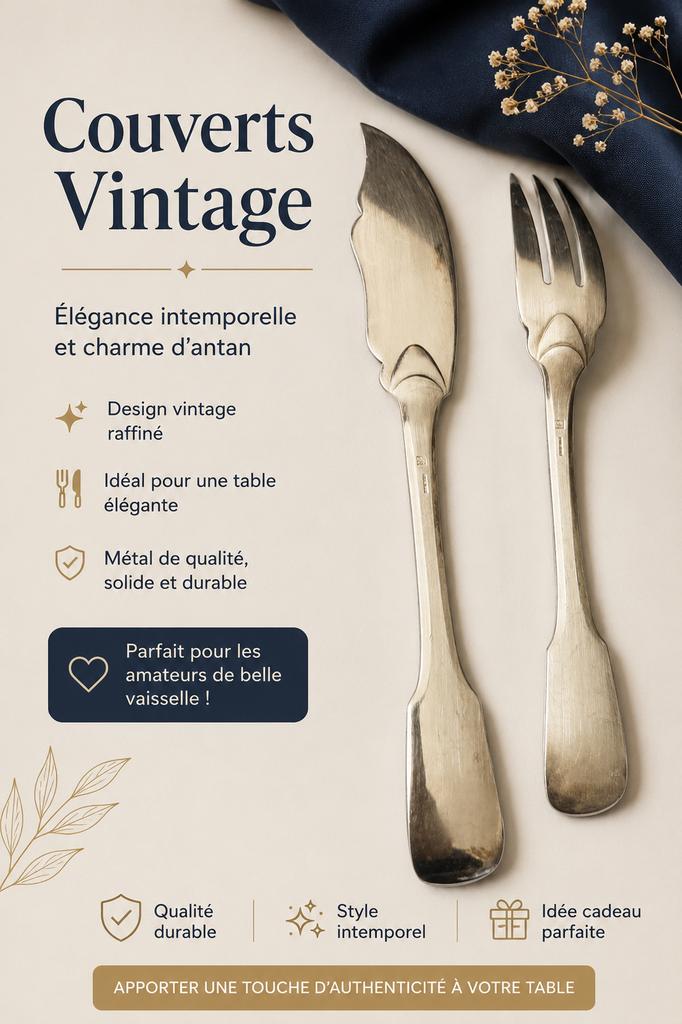 Vintage ensemble 6 fourchettes et 6 couteaux, Maison & Meubles, Cuisine | Couverts, Enlèvement ou Envoi, Comme neuf