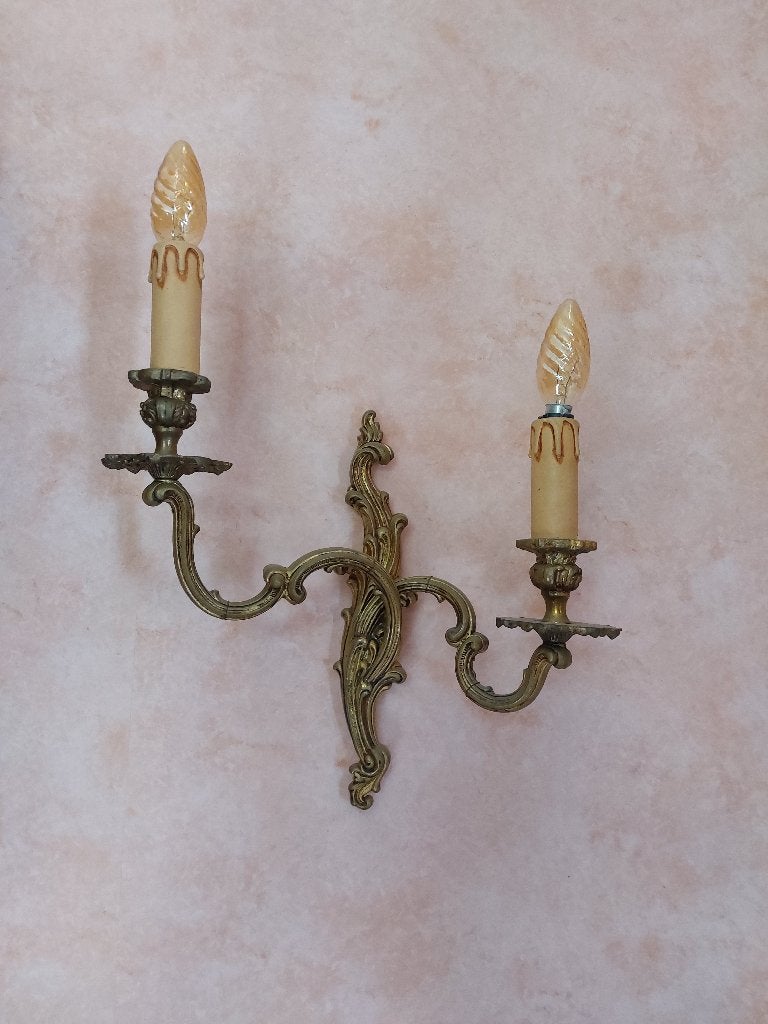 Paire appliques murales style louis XV en bronze, Antiquités & Art, Enlèvement, Bronze