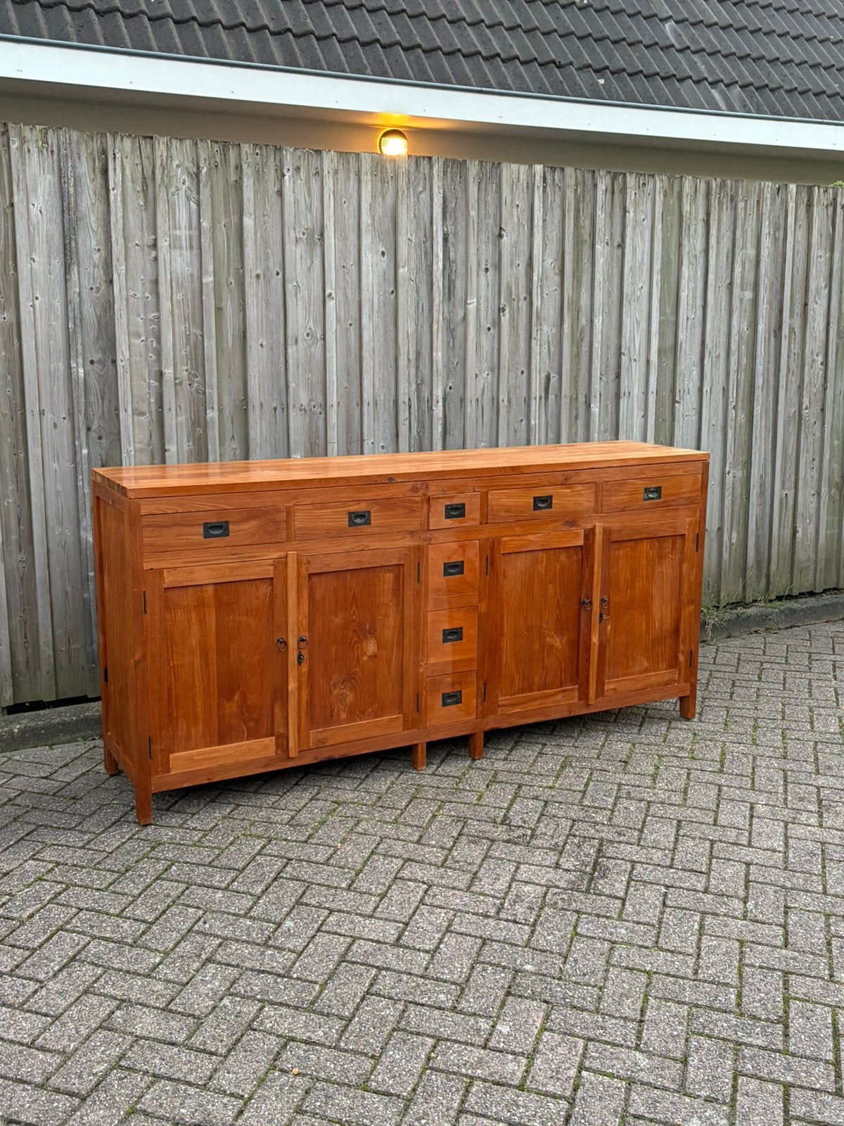 Dressoir teak met 8diverse maten lades erg veel opbergruimte, Gebruikt, Teakhout, Met lade(s), Ophalen of Verzenden