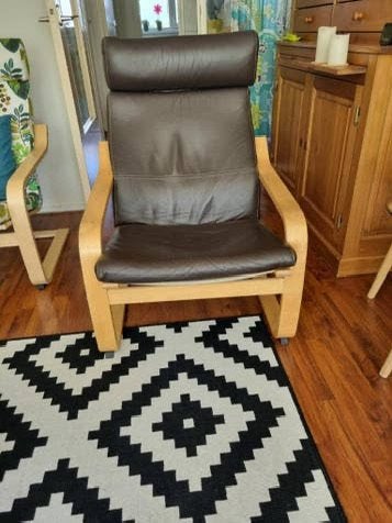 Ikea poang in bruin leder set van 2, Enlèvement, Comme neuf
