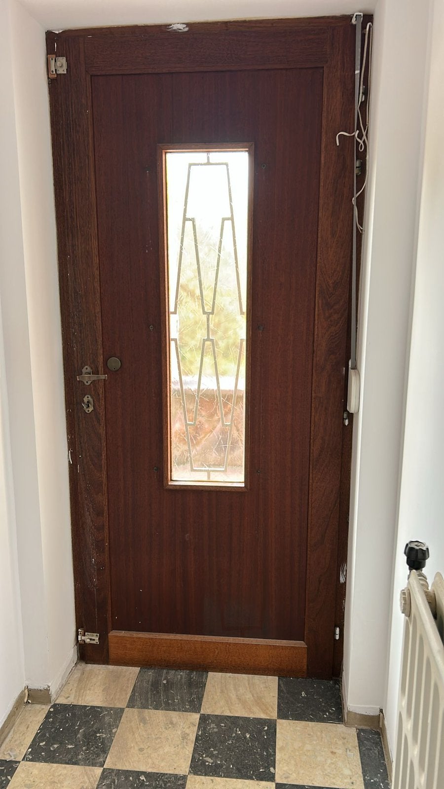 2 eikenhouten toegangsdeuren, merantislot met smeedijzer, Ophalen, Gebruikt