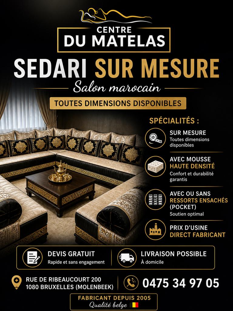 Salon marocain (Sedari) sur mesure – Prix direct usine, Ophalen, Nieuw, Matras