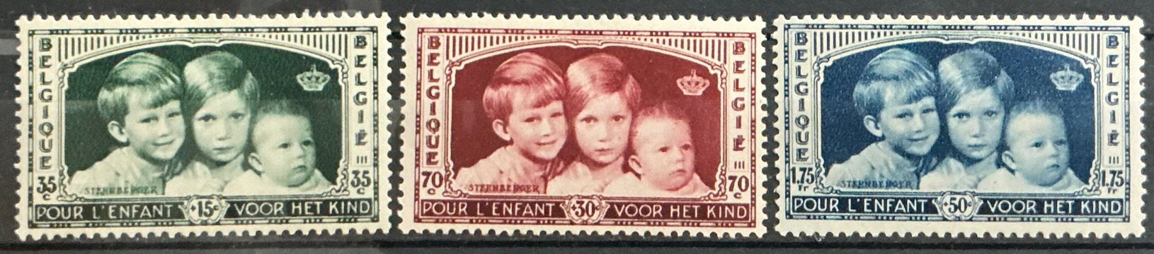 LOT 729. COB: 404/06. ENFANTS ROYALE. VLH., Trace d'autocollant, Enlèvement ou Envoi, Non oblitéré, Gomme originale