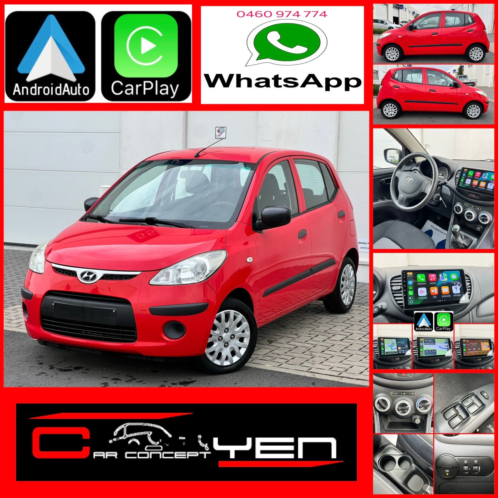 Hyundai i10*Carplay*Bluetouth*Navi*Airco*Excellent etat, Autos, Rouge, Achat, Boîte manuelle, Entretenue par le concessionnaire