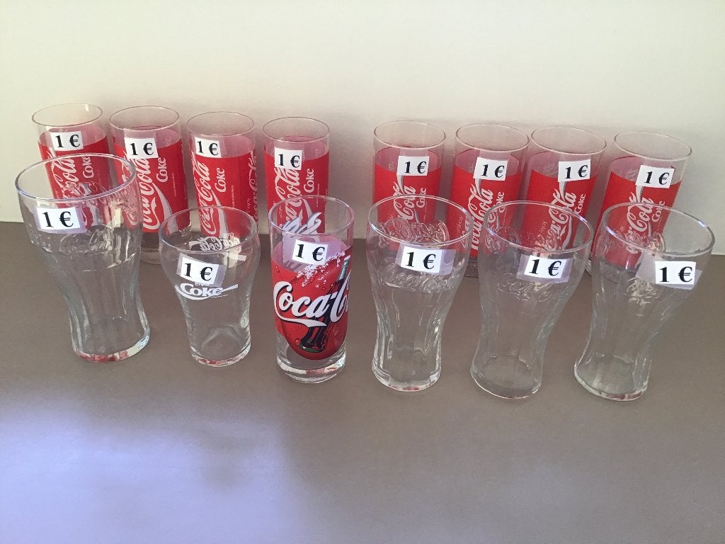 14 coca cola glazen aan 1 euro en andere zaken, Ophalen of Verzenden, Zo goed als nieuw