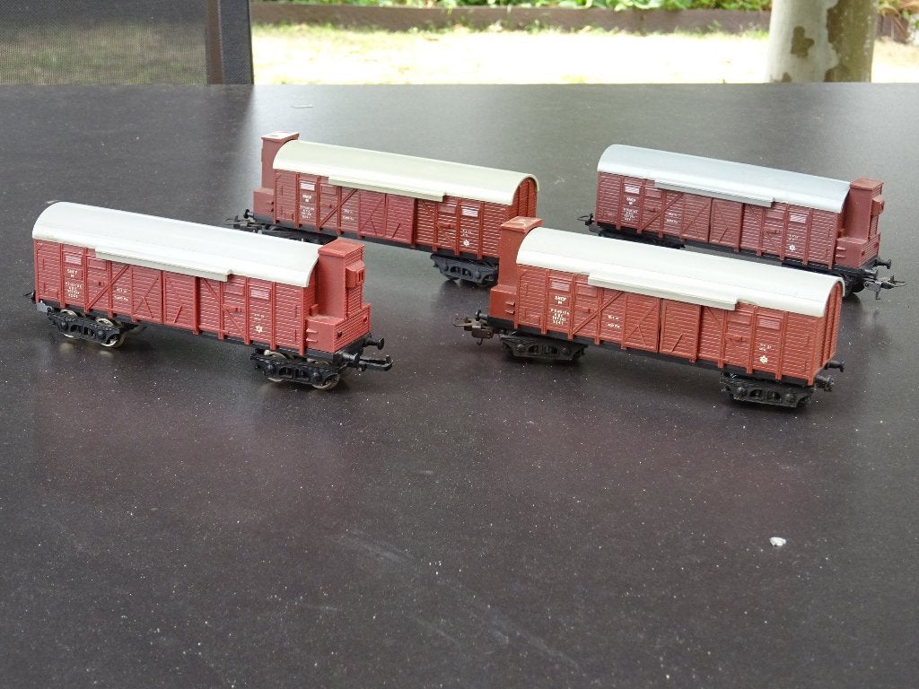 Lot gesloten wagons met remmershuis - Lima, Gebruikt, Gelijkstroom, Wagon, Ophalen of Verzenden