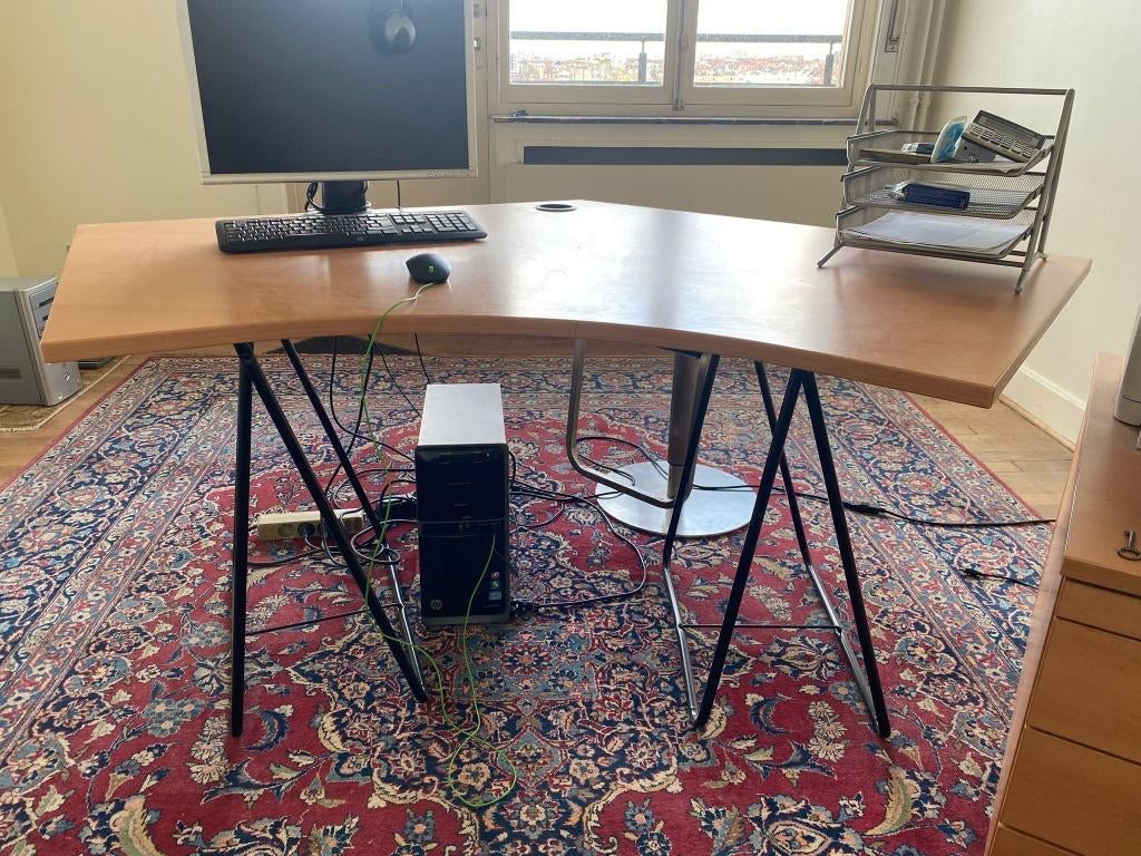 Bureau + + 2 dozen + stoel, Ophalen, Gebruikt, Beige, Hout