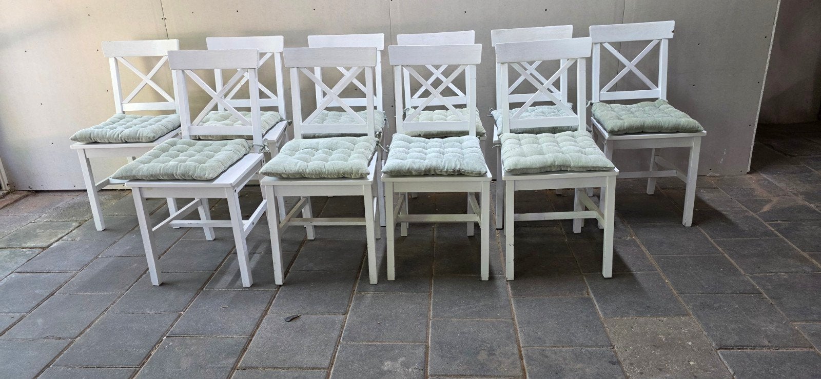 10 cottagestijl stoelen, Ophalen, Gebruikt, Wit, Cottage