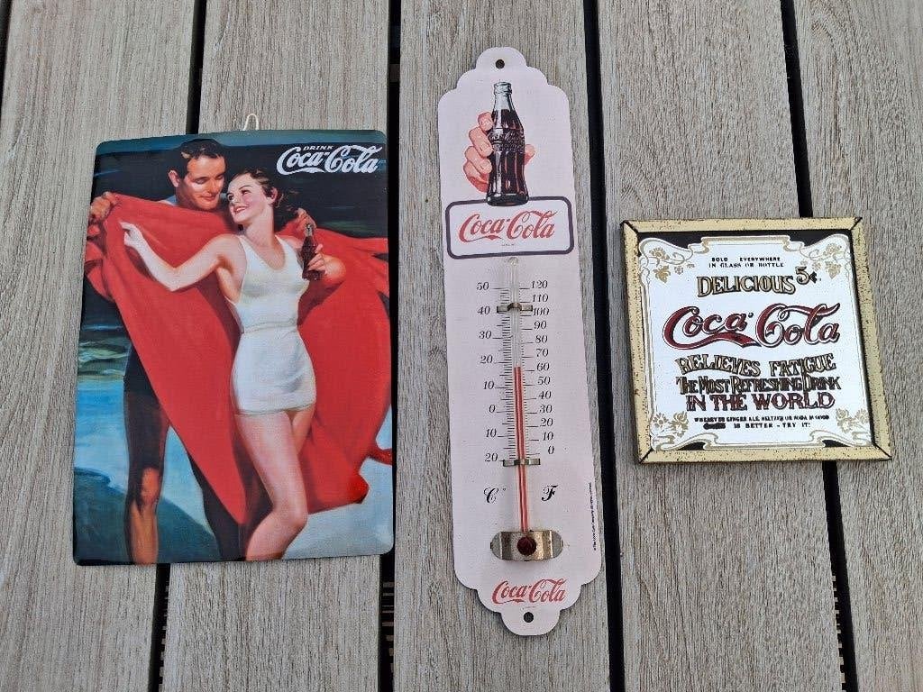 Coca-cola kader en thermometer, Verzamelen, Ophalen, Gebruikt, Reclamebord