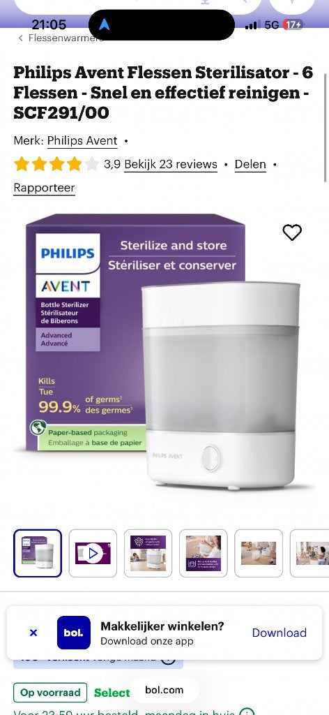 Sterilisator avent, Ophalen, Zo goed als nieuw, Sterilisator, Philips Avent