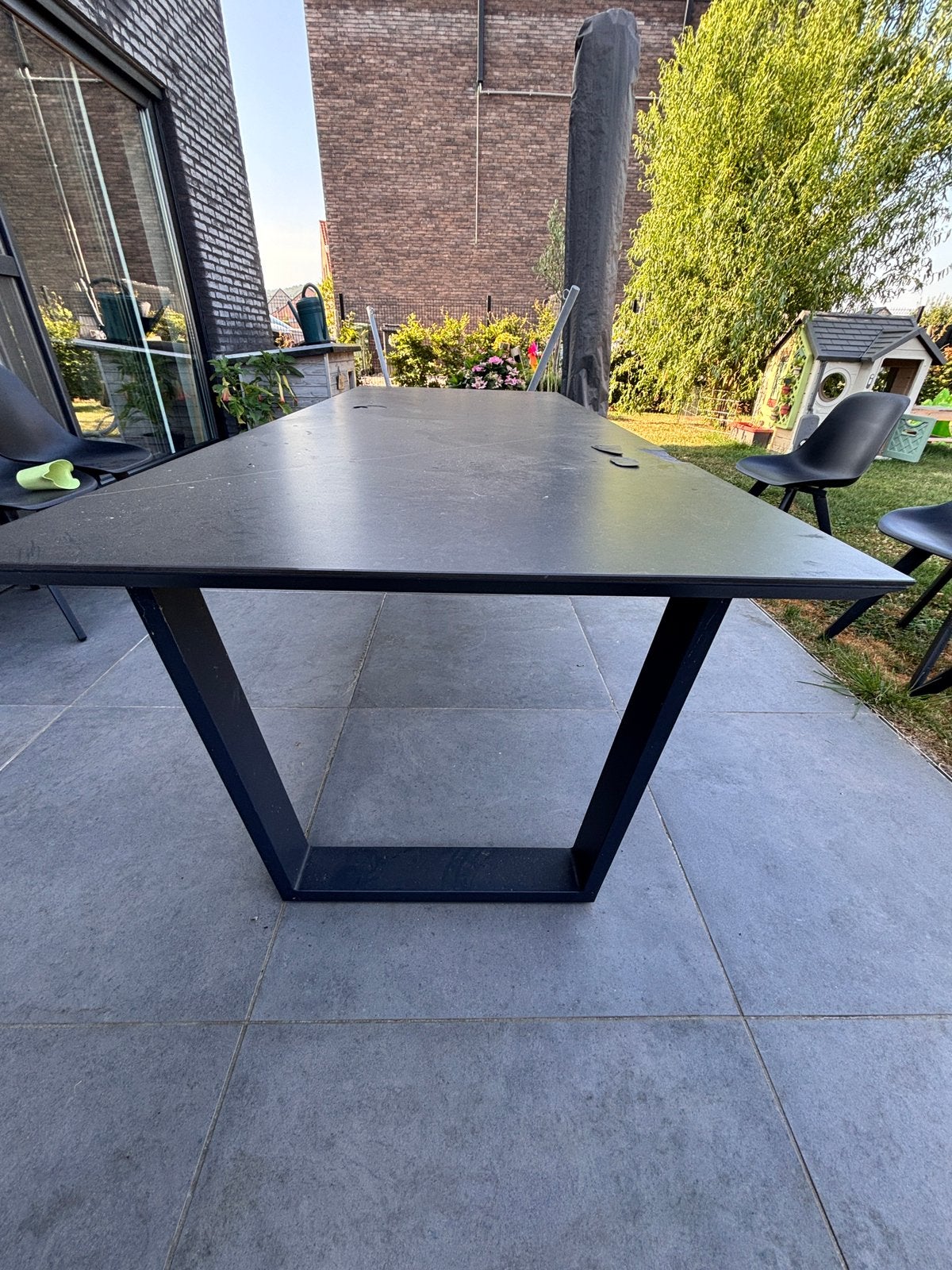 Table de jardin en aluminium avec plateau en céramique, Jardin & Terrasse, Tables de jardin, Utilisé, Rectangulaire, Aluminium