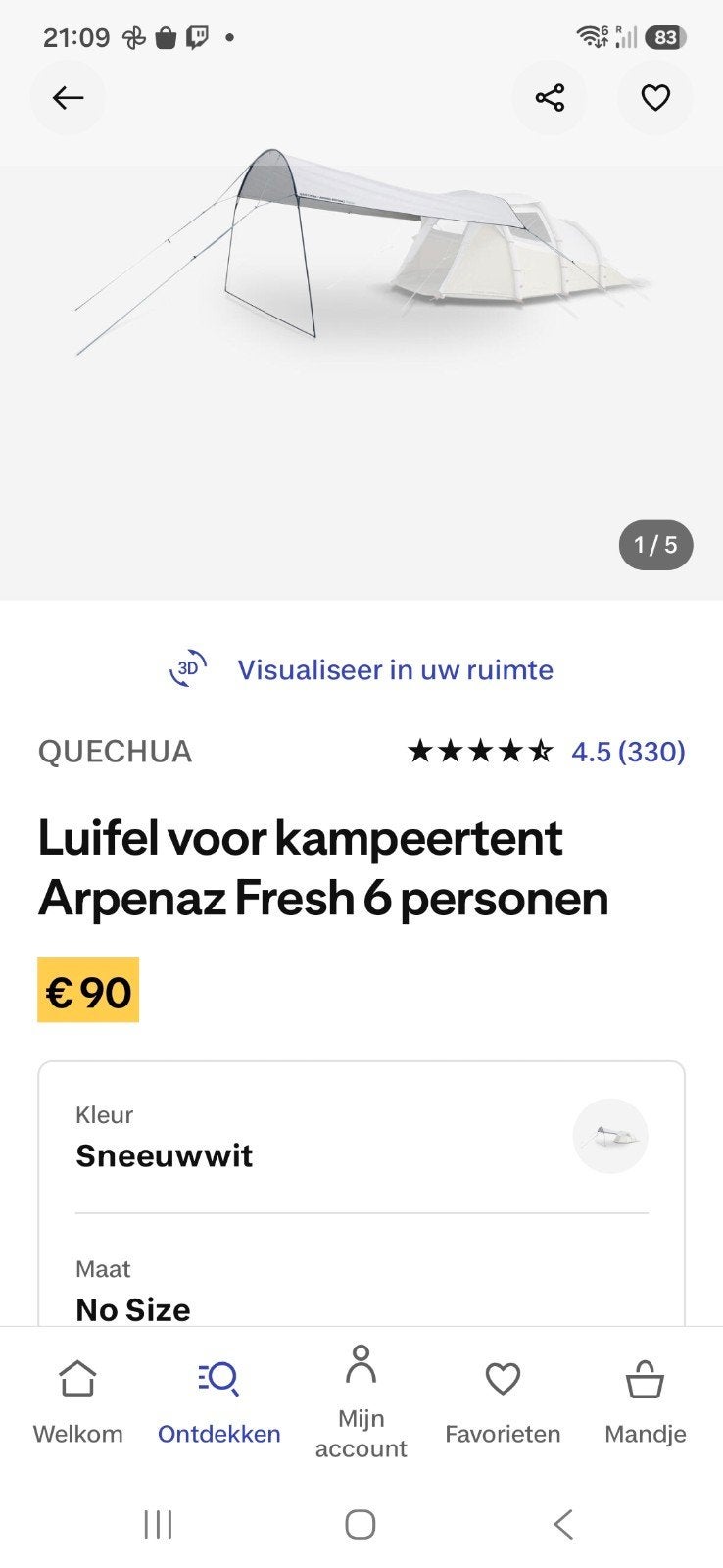 Tentluifel, Caravans en Kamperen, Tenten, Ophalen