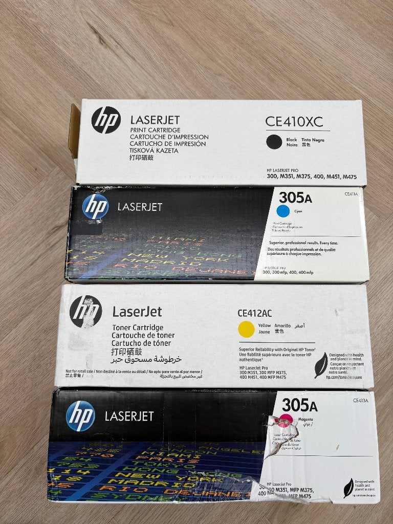 4 toners HP 305A-X (ZCYM) HP 300 M351/M375/400/M451/M475, Informatique & Logiciels, Fournitures d'imprimante, Enlèvement ou Envoi