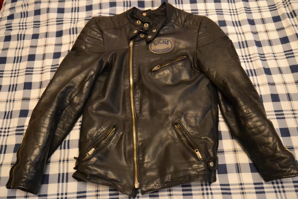 Veste vintage cuir moto Richa T48, Enlèvement, Seconde main, Manteau | cuir, RICHA
