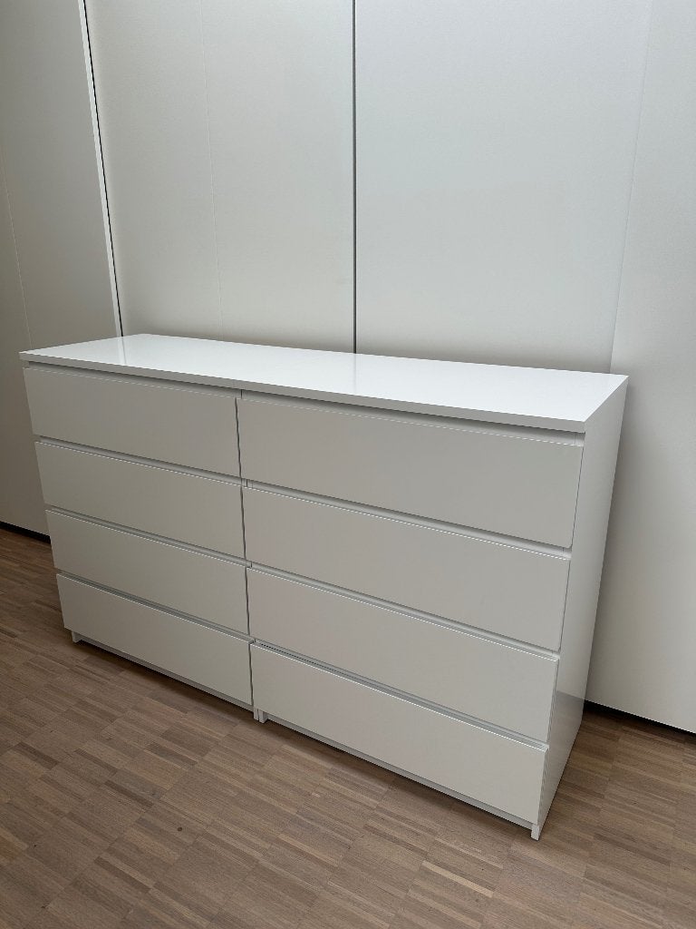 Ikea MALM kast 4 laden B 80x D 48x H100 wit 2 stuks, Ophalen, Gebruikt, 100 tot 150 cm, Modern wit