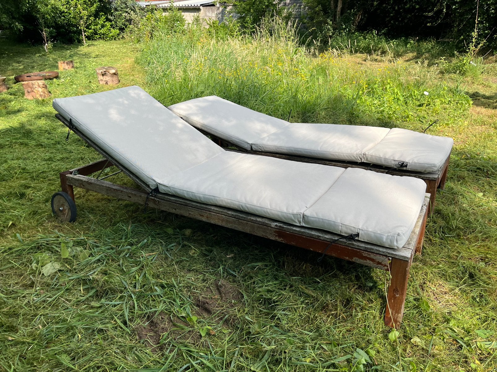 Ligbed 2 stuks, Tuin en Terras, Ophalen, Gebruikt, Hout