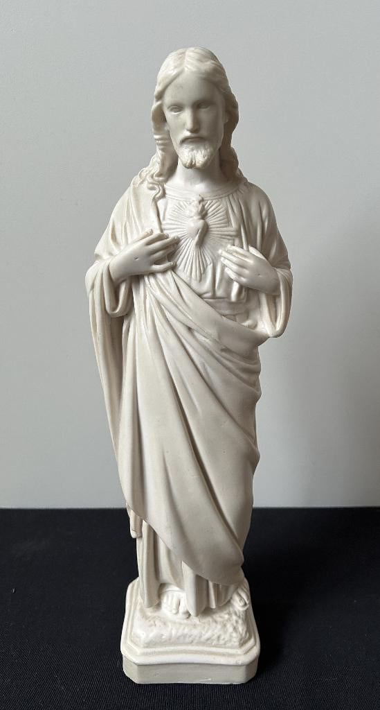 Heel Mooi Beeld : Heilig Hart - 40cm - Marmer, Antiek en Kunst, Antiek | Religieuze voorwerpen, Ophalen of Verzenden