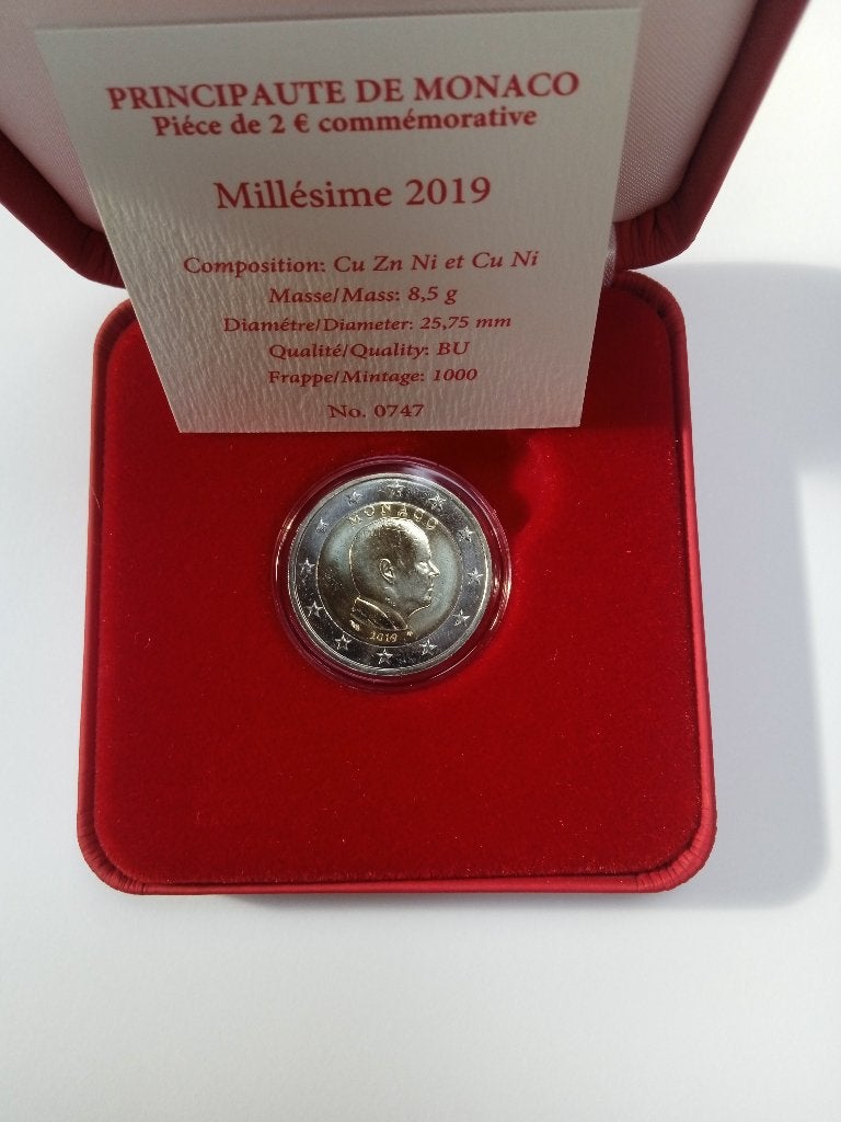 2 euros 2019 Monaco BU, Envoi, Monaco, 2 euros, Monnaie en vrac