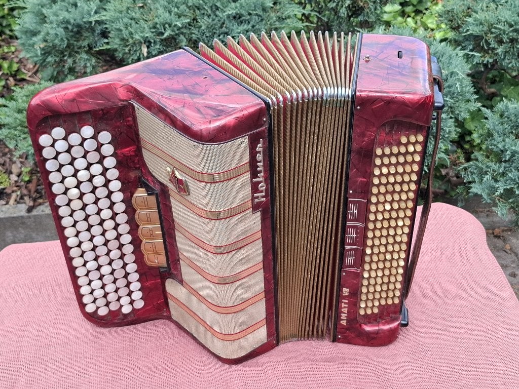 Joli ancien accordéon allemand Hohner Amati VII, Muziek en Instrumenten, Ophalen, Gebruikt, Met koffer, Knopaccordeon