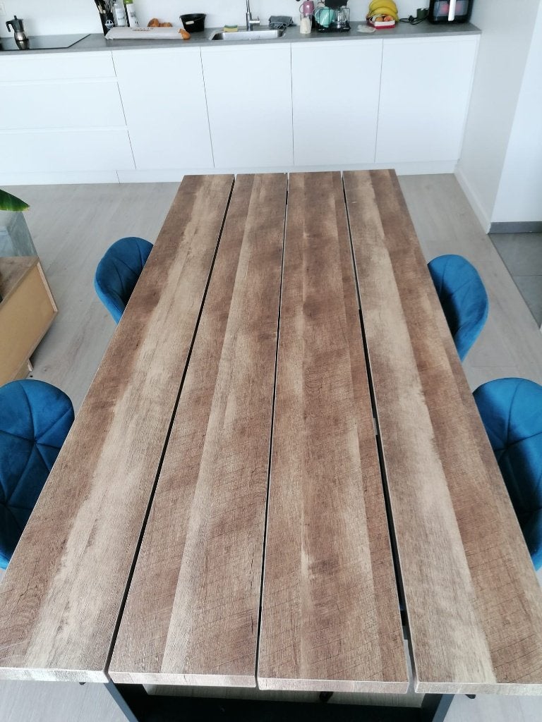 Eettafel + 4 Stoelen, 50 tot 100 cm, Ophalen of Verzenden, Zo goed als nieuw, Vijf personen of meer