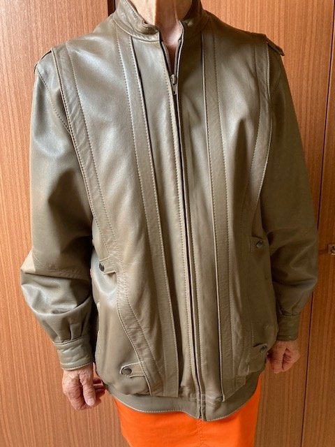 Lederen damesjas, Kleding | Dames, Beige, Maat 42/44 (L), Zo goed als nieuw, Ophalen