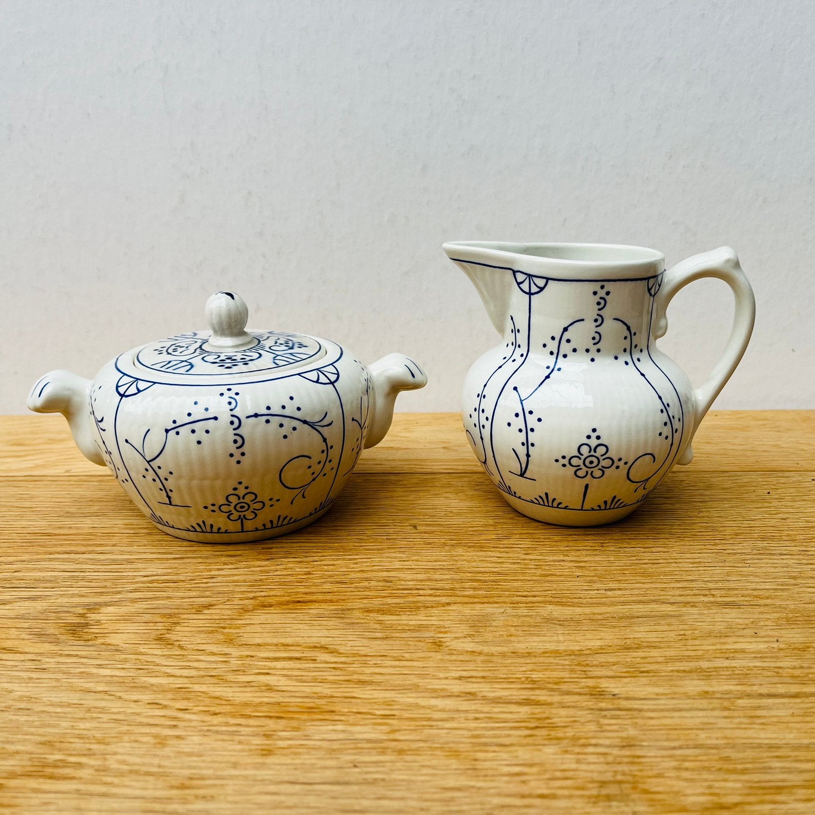 Vintage suikerpotje en melkkannetje Boch Copenhague, Ophalen of Verzenden