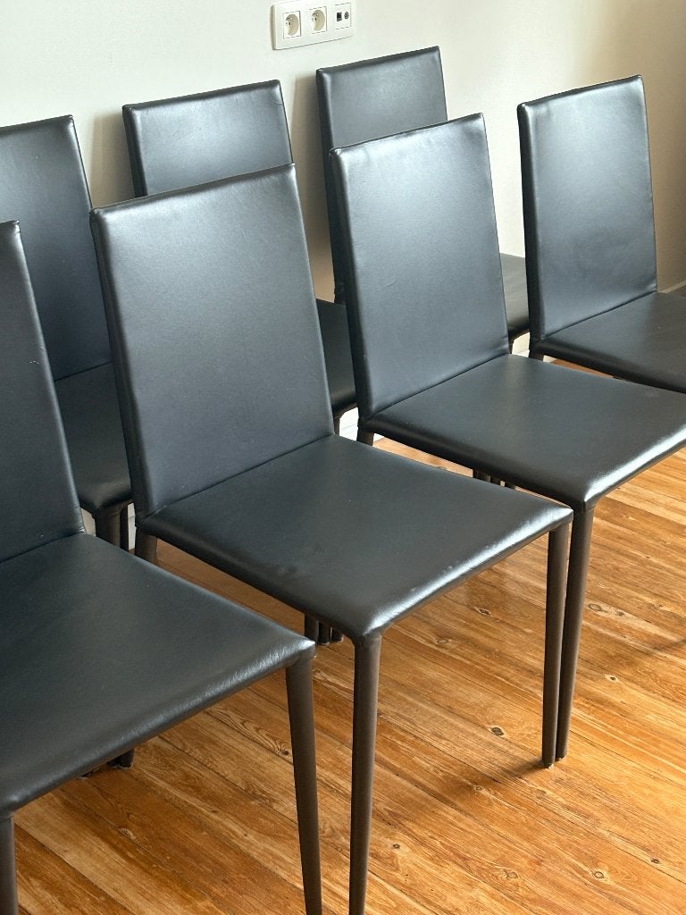 Stoelen Arper (8st), Huis en Inrichting, Ophalen, Gebruikt, Zwart, Leer