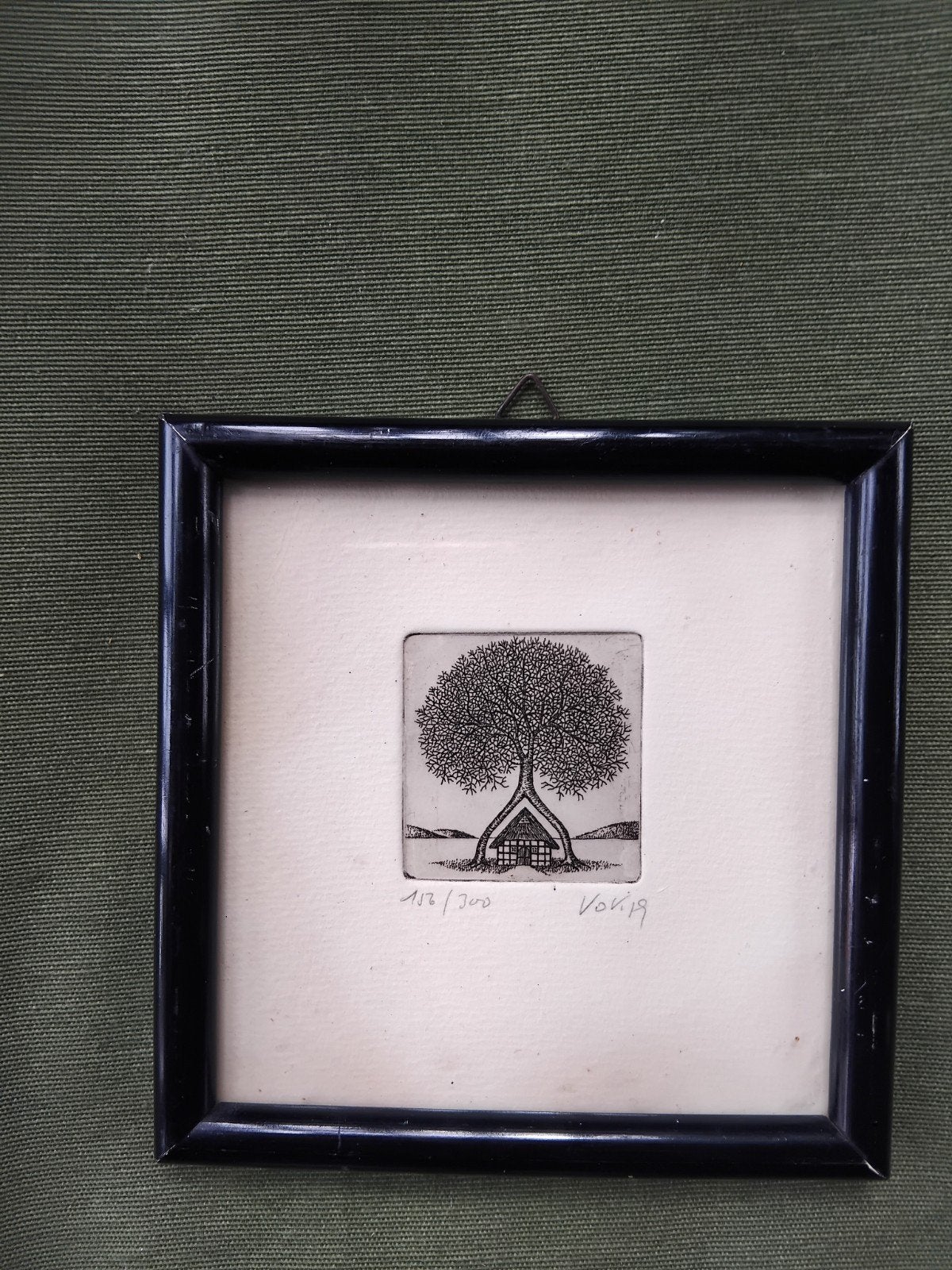 Gravure miniature originale de VOLKER KÜHN. Dédicacé, Enlèvement, Paysage, Eau-forte, Signé