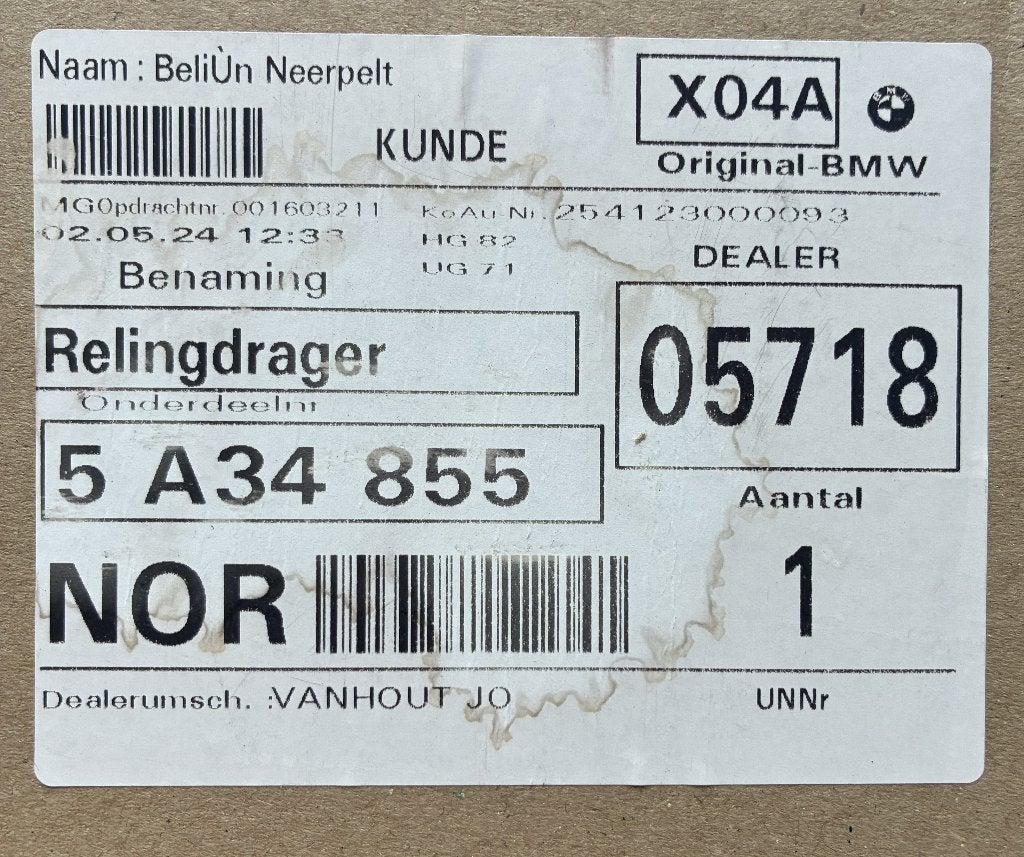 dakdragen BMW X1, Ophalen, Nieuw