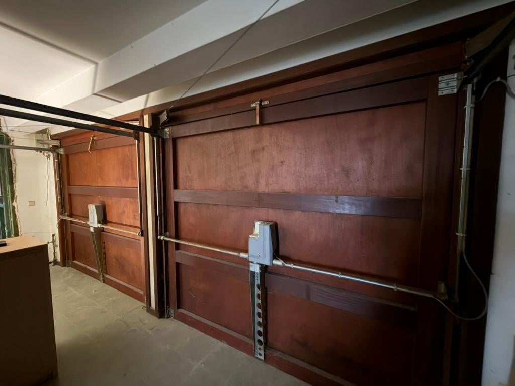 2x Automatische Meranti Poorten H 225 B 245, Ophalen, Gebruikt, Garagedeur, Hout