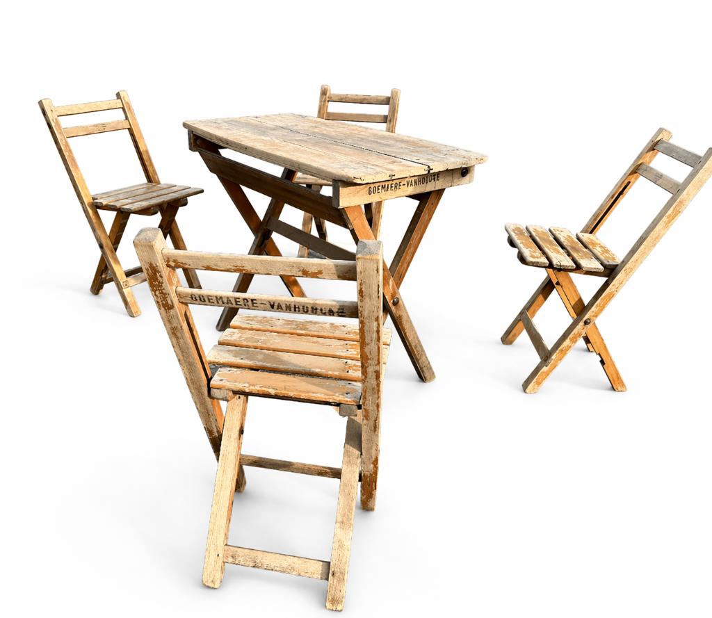 Tuinset, Ophalen, Gebruikt, Hout, Inklapbaar