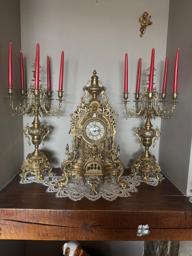 Schouw klok met 2 kandelaars, Antiek en Kunst, Ophalen