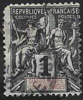 1 Postzegel Guadeloupe 1892 Scheepvaart en handel, Enlèvement ou Envoi, Affranchi