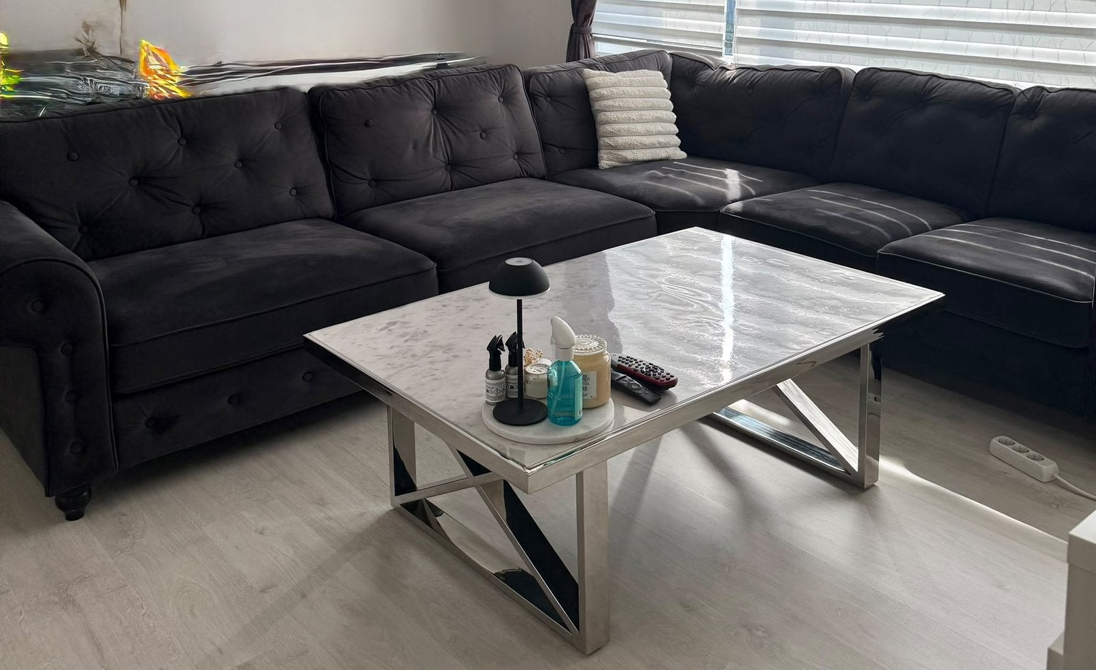 Table basse de luxe avec plateau en marbre véritable, Enlèvement, Comme neuf