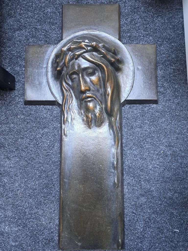 Groot zwaar kruisbeeld, Antiek en Kunst, Antiek | Religieuze voorwerpen, Ophalen