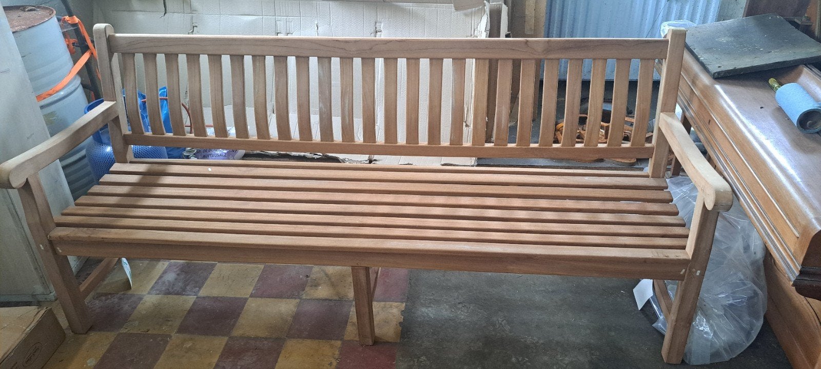 Nieuwe teak tuinbank 215 cm, Tuin en Terras, Ophalen