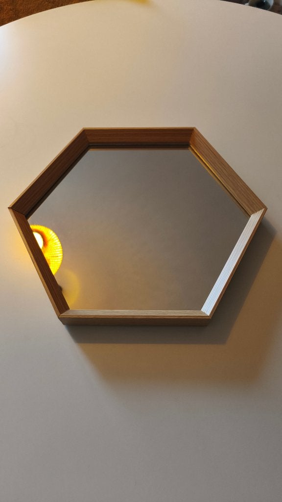 Zeshoekige spiegel 35cm, Huis en Inrichting, Minder dan 50 cm, Gebruikt, Ophalen of Verzenden, Minder dan 100 cm