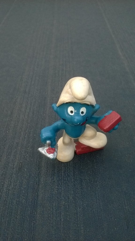 Schtroumpf maçon 2.0148, Enlèvement ou Envoi, Utilisé, Schtroumpf Bricoleur, Poupée, Figurine ou Peluche